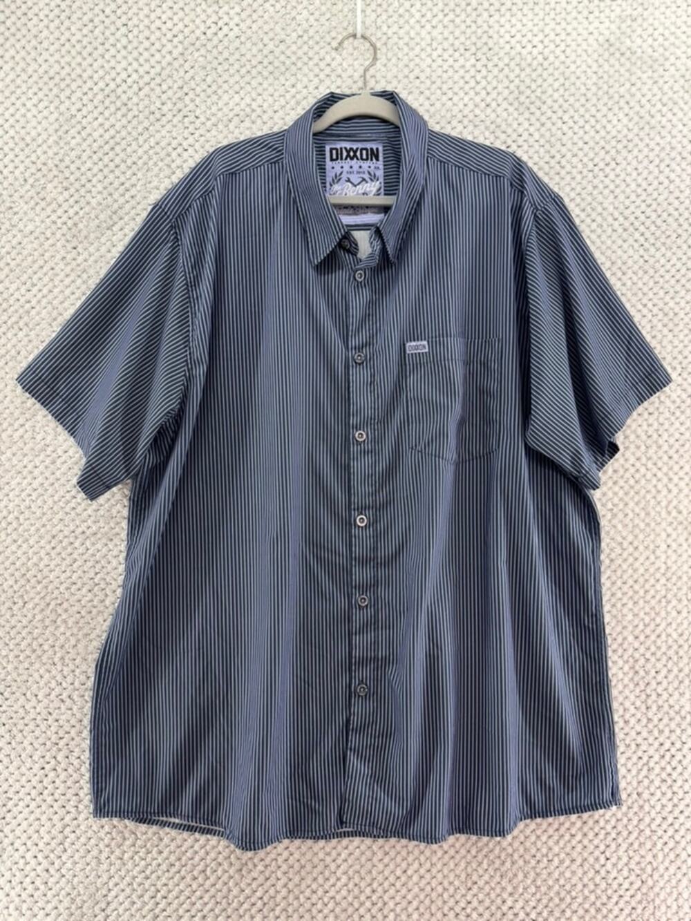 Dixxon The Benny Triple Striped Button Front Shirt Mens 3X Blue Short Sleeve